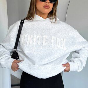 NWT White Fox Shout It Out Oversized Hoodie Grey Marle XS/S